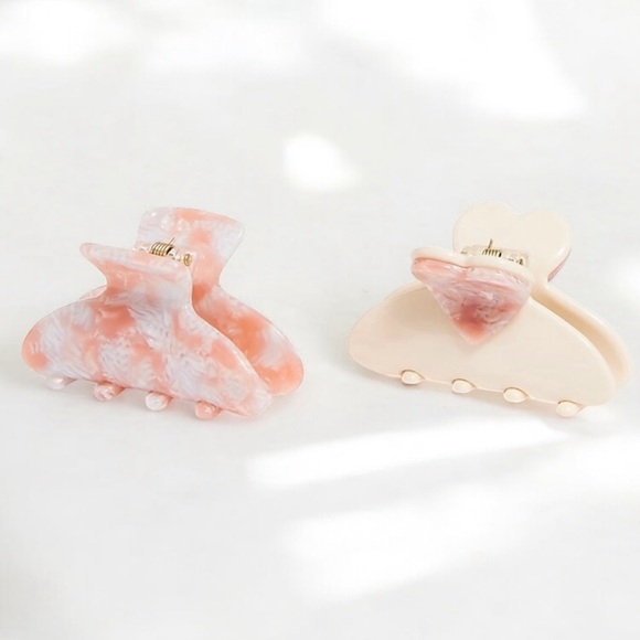 J. Crew Mini Heart Claw Hair Clips Set - Picture 1 of 6